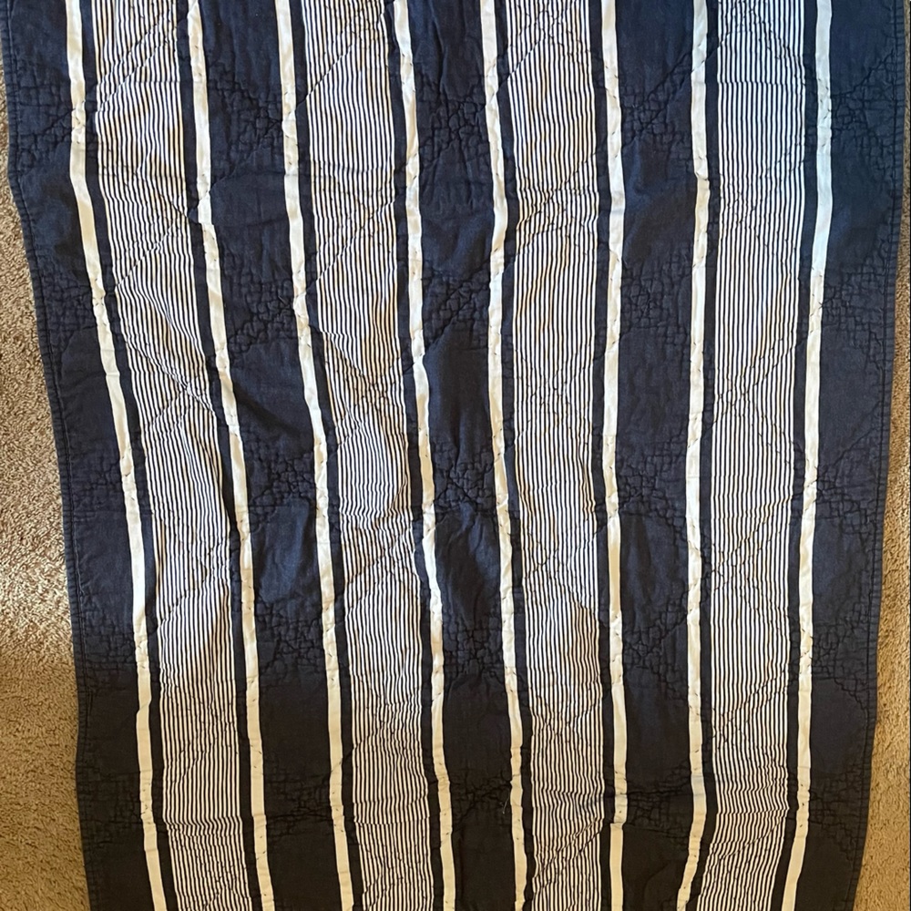 Pottery Barn Kids Navy and White Striped Blanket